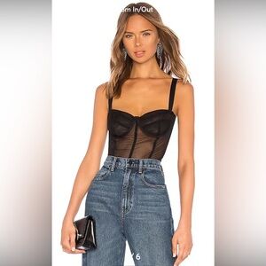 Danielle Guizio Black Mesh Corset Top